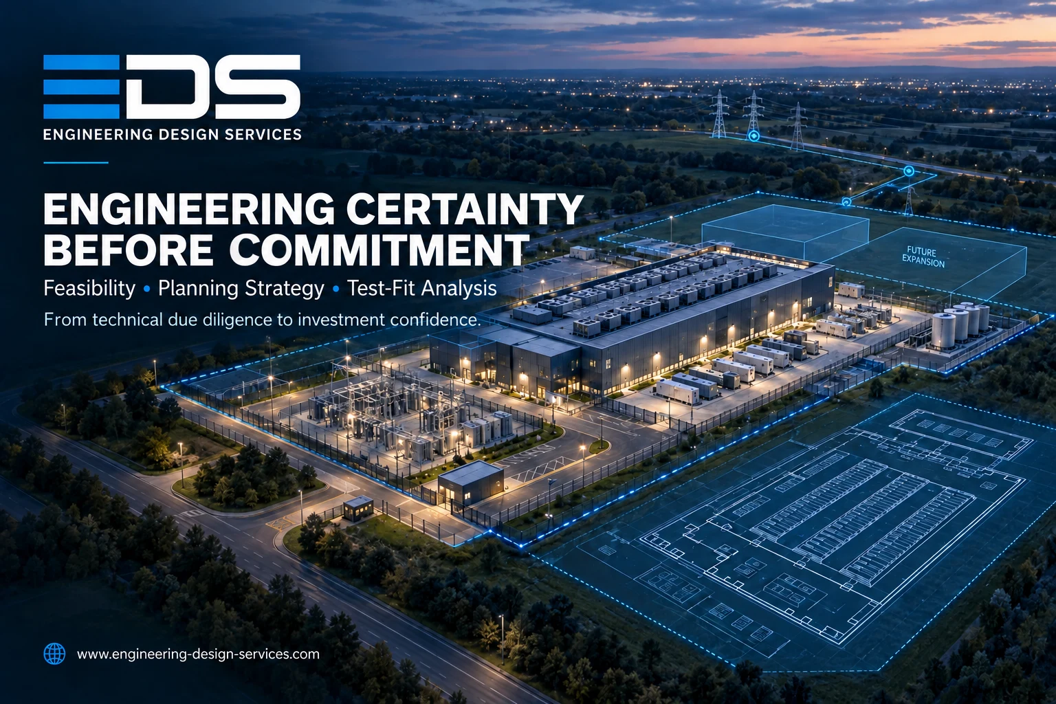 EDS early-stage technical validation and test-fit planning for data center development